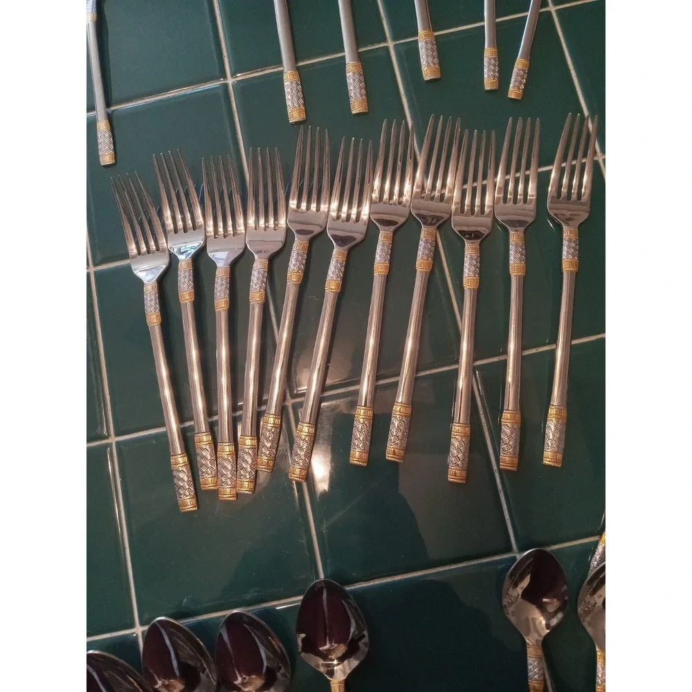 Wallace Golden Aegean‎ Weave Stainless 60+pc set 18/10 Missing One Fork. Butter